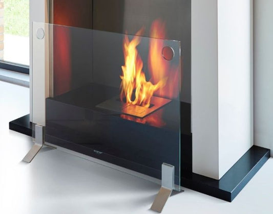 View of the EcoSmart Fire Plasa Fire Screen with the XL500 Bioethanol Burner