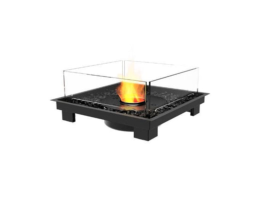 Studio view of the EcoSmart Fire Square 22 Bioethanol Fire Pit Kit in the colour black