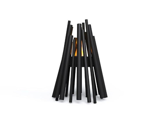 Studio view of the EcoSmart Fire Stix Portable Bioethanol Fire Pit in the colour black with a black burner