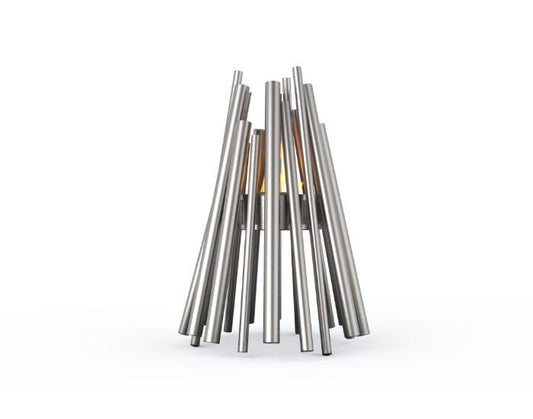 Studio view of the EcoSmart Fire Stix Portable Bioethanol Fire Pit in the colour stainless steel with a stainless steel burner