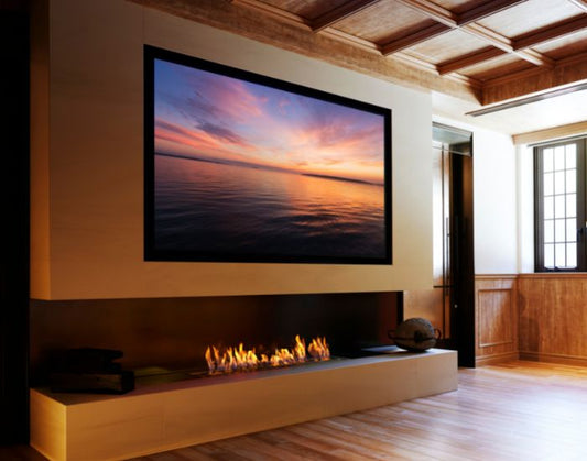 View of the EcoSmart fire bioethanol Burner installed underneath a tv 