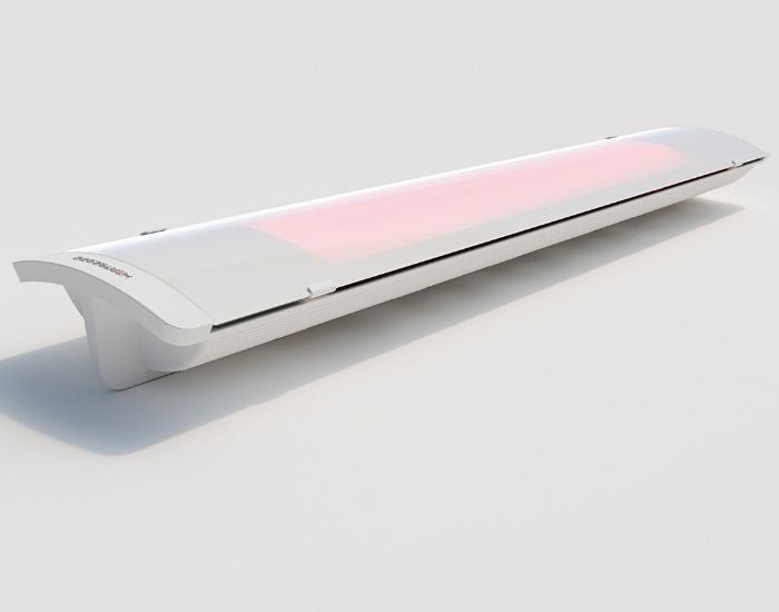 Studio side view of the Heatscope Pure 2400w Radiant Heater in the colour white